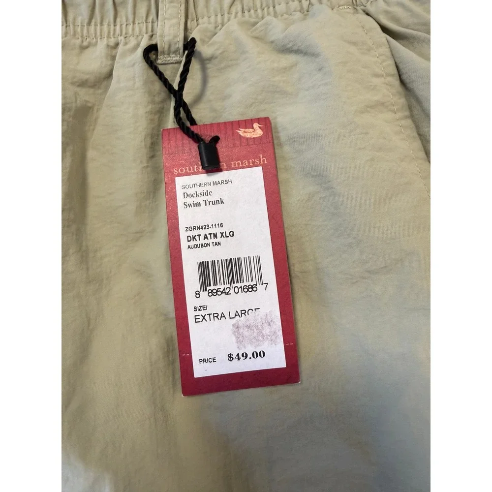 NEW Southern Marsh Dockside XL Audubon Tan Swim Trunks Nylon Mesh Lined Shorts